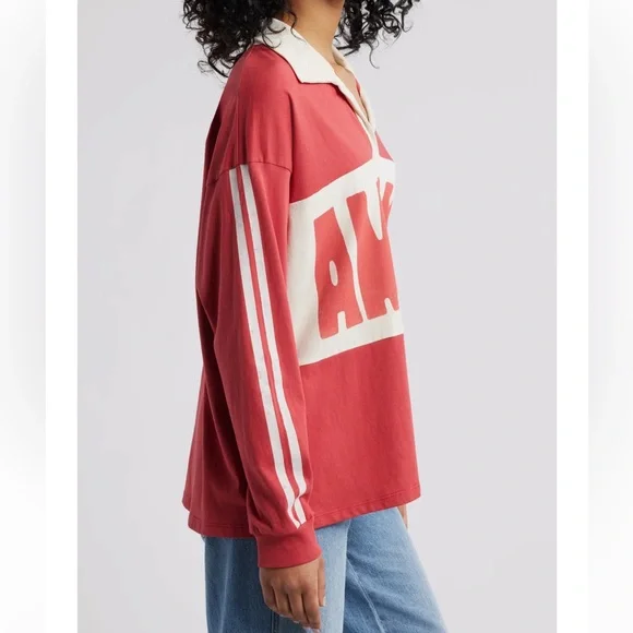 Daydreamer Amore Stripe Cotton Graphic Rugby Long Sleeve Pullover Size XL NWT - Picture 3 of 8